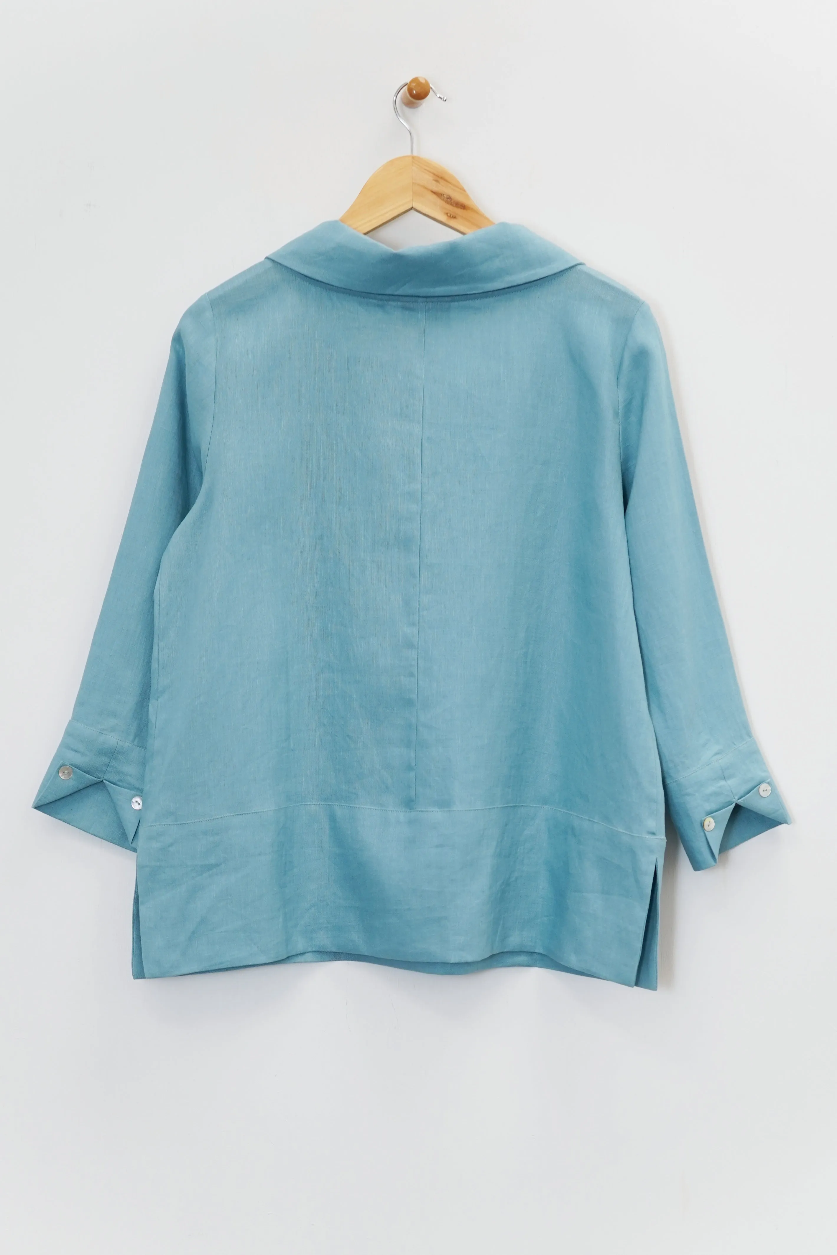 ¾ Sleeve Short Cowl Tunic with Pockets