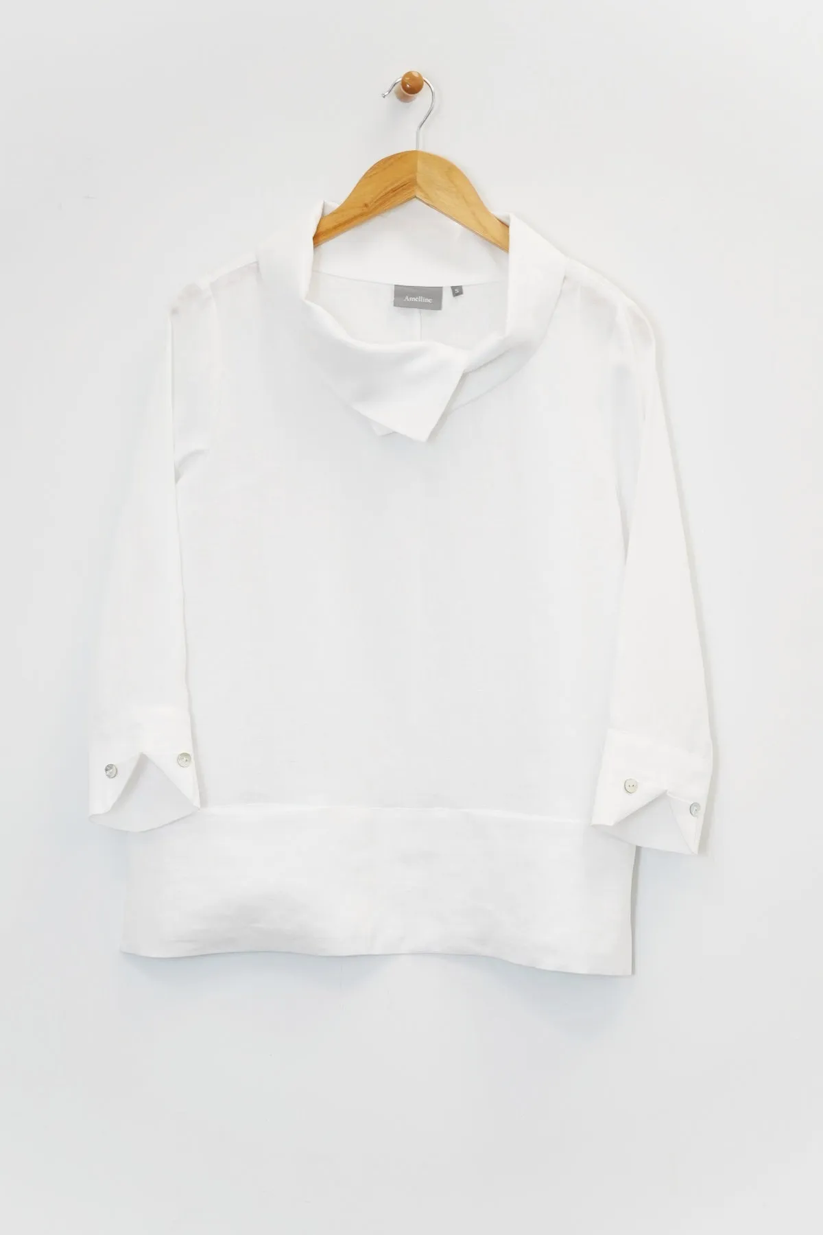 ¾ Sleeve Short Cowl Tunic with Pockets