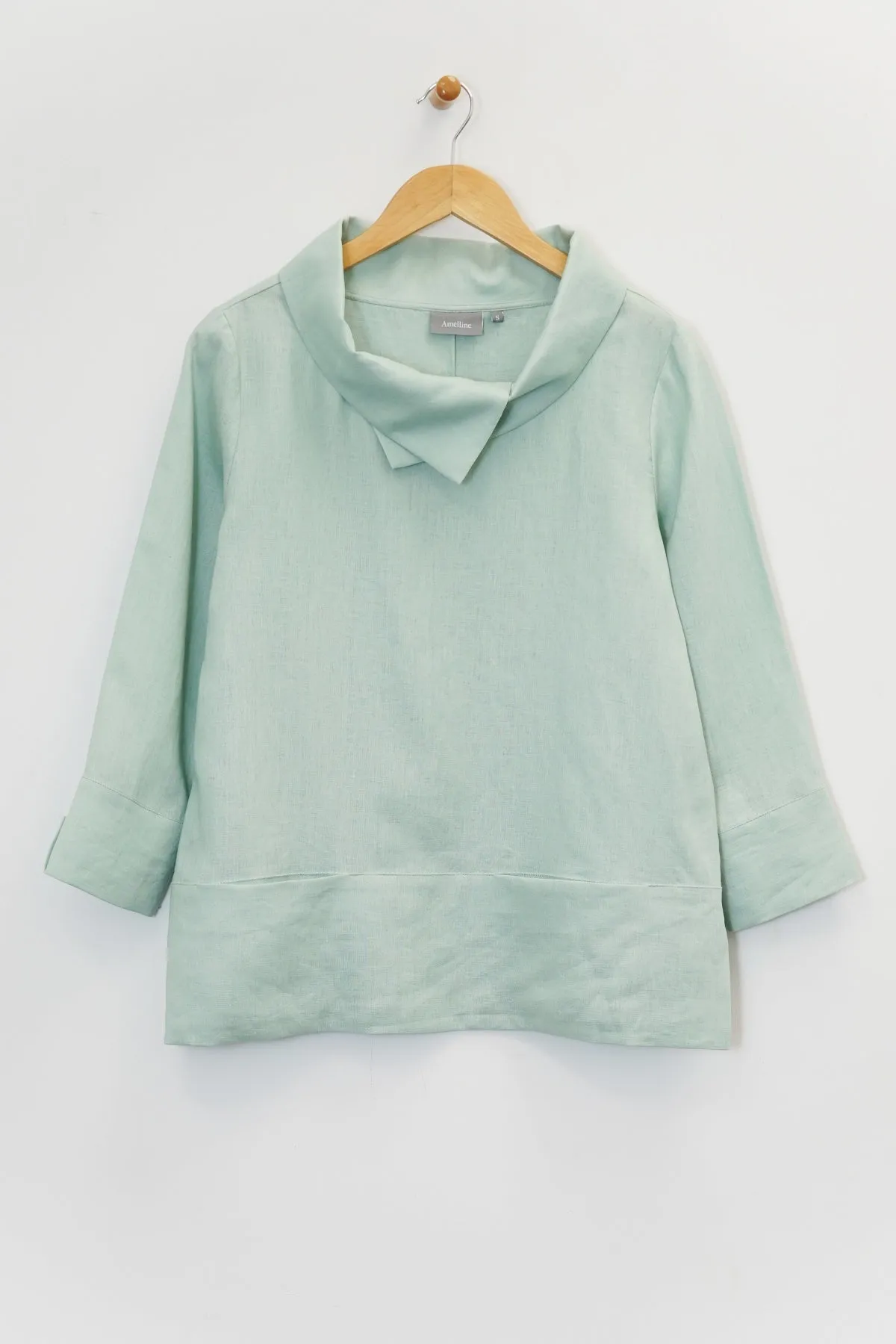 ¾ Sleeve Short Cowl Tunic with Pockets