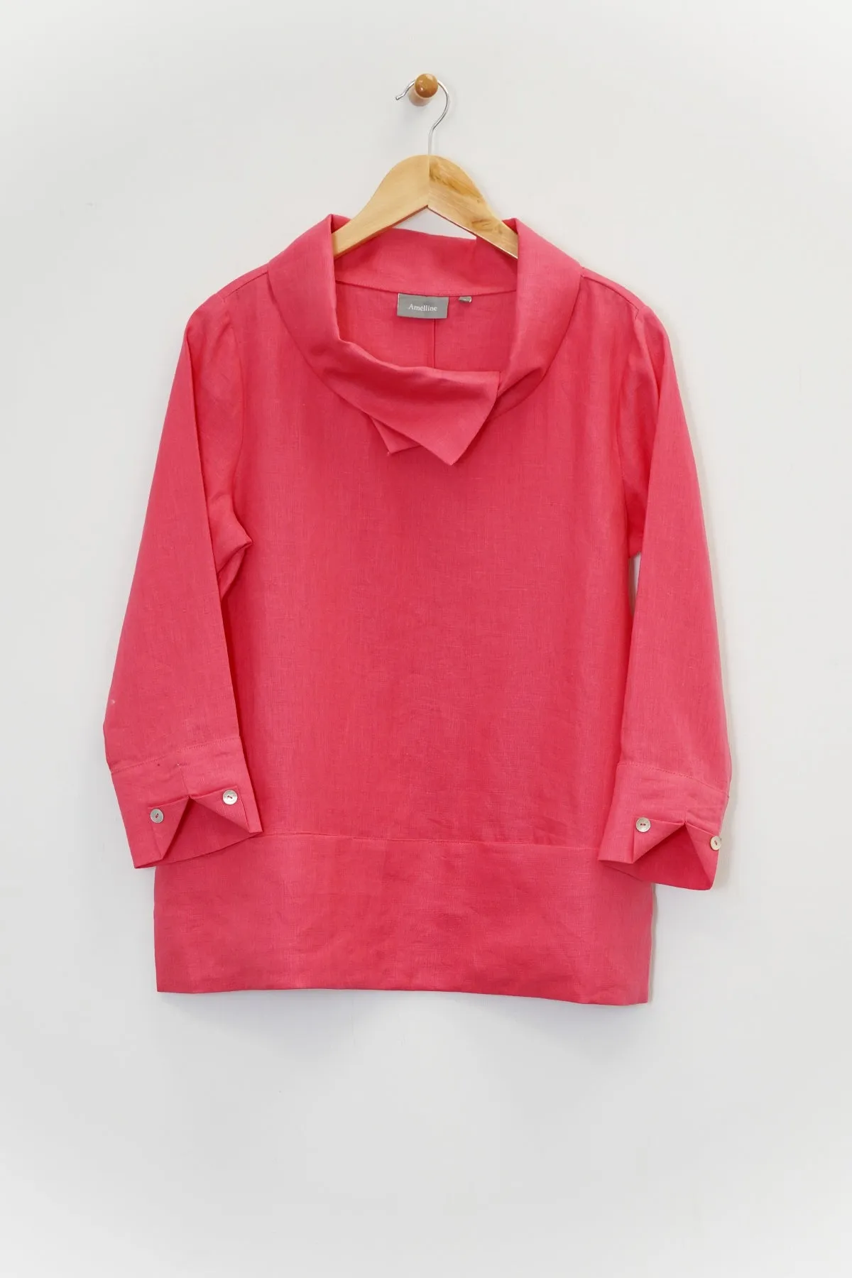 ¾ Sleeve Short Cowl Tunic with Pockets