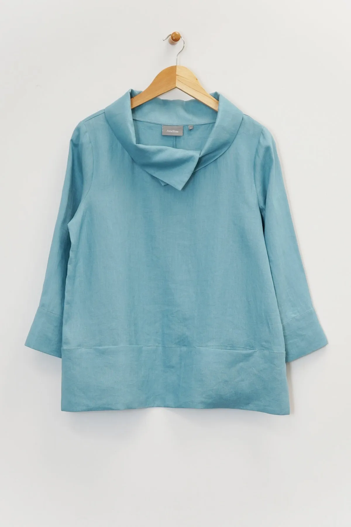¾ Sleeve Short Cowl Tunic with Pockets