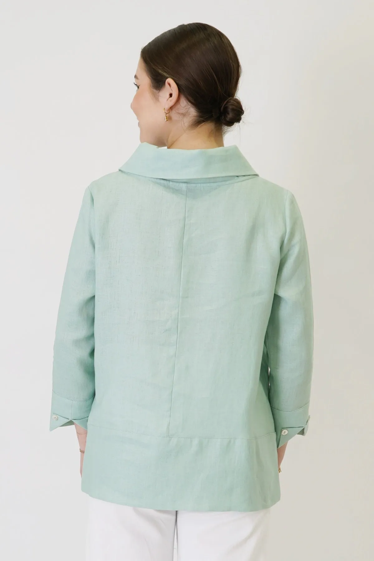 ¾ Sleeve Short Cowl Tunic with Pockets