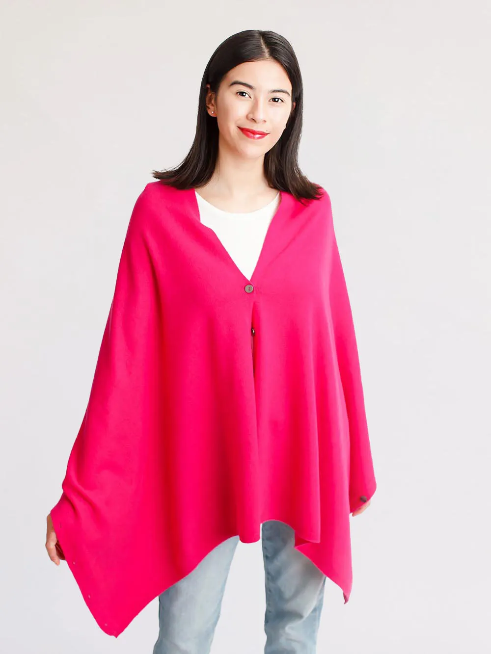 100% Mongolian Cashmere Button Poncho
