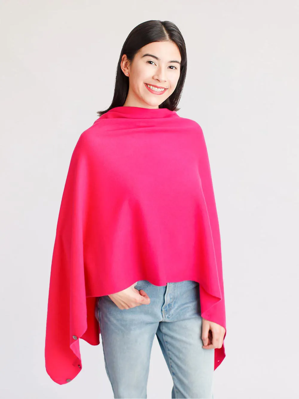 100% Mongolian Cashmere Button Poncho