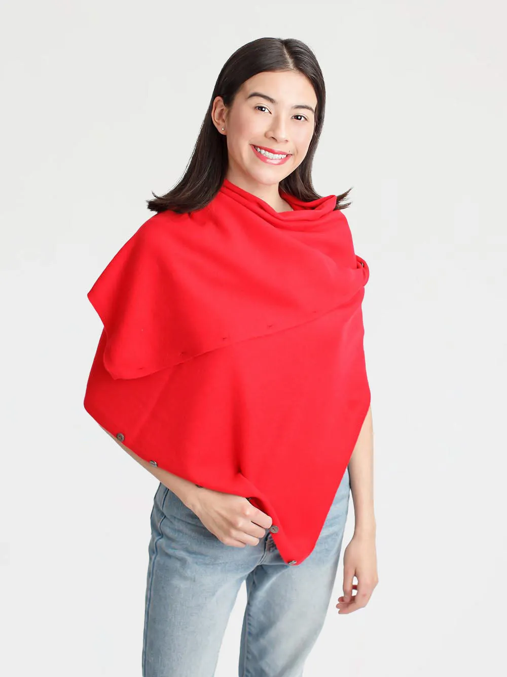 100% Mongolian Cashmere Button Poncho
