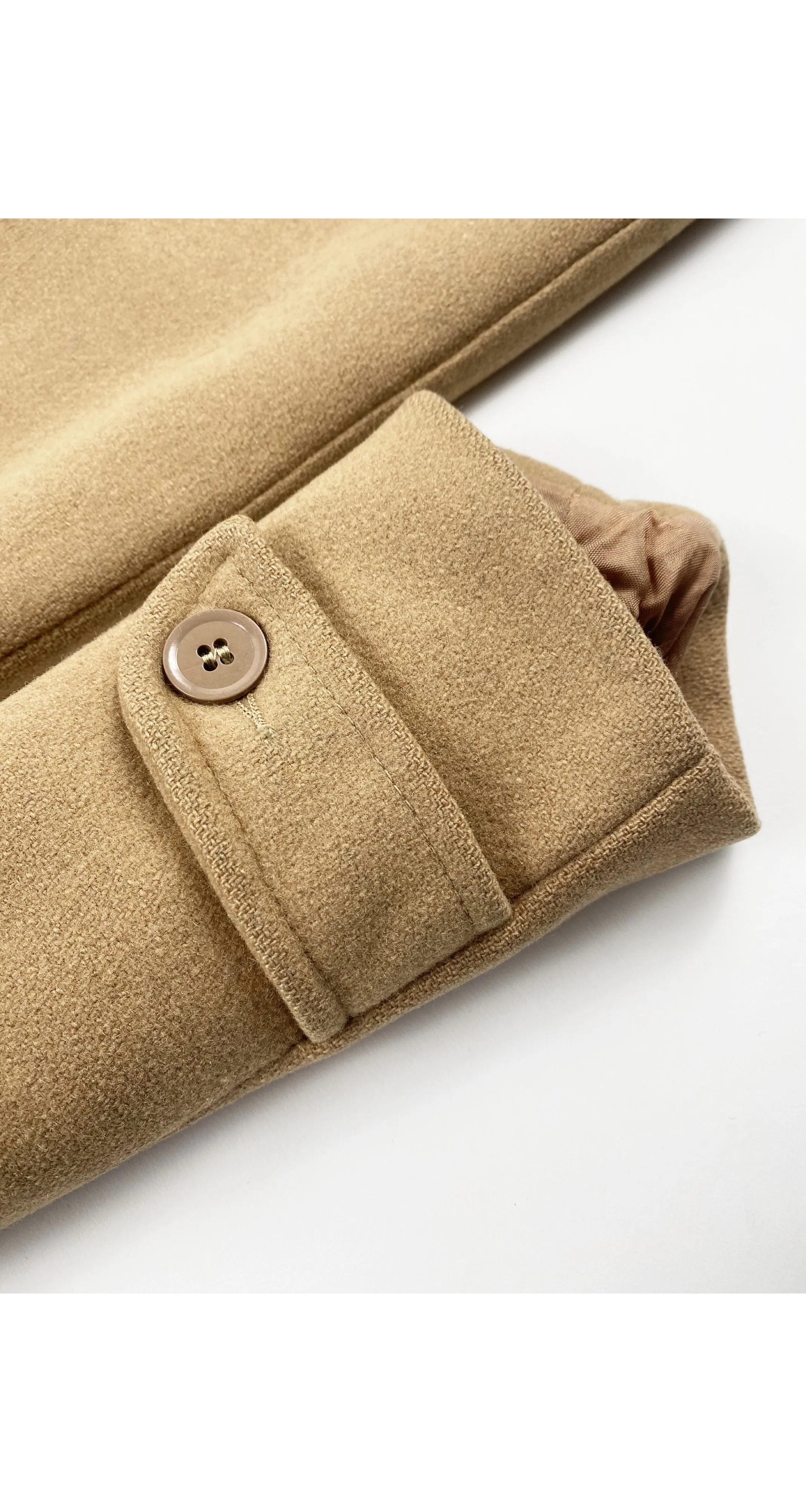 1970s Kids' Beige Wool Hooded Duffle Coat