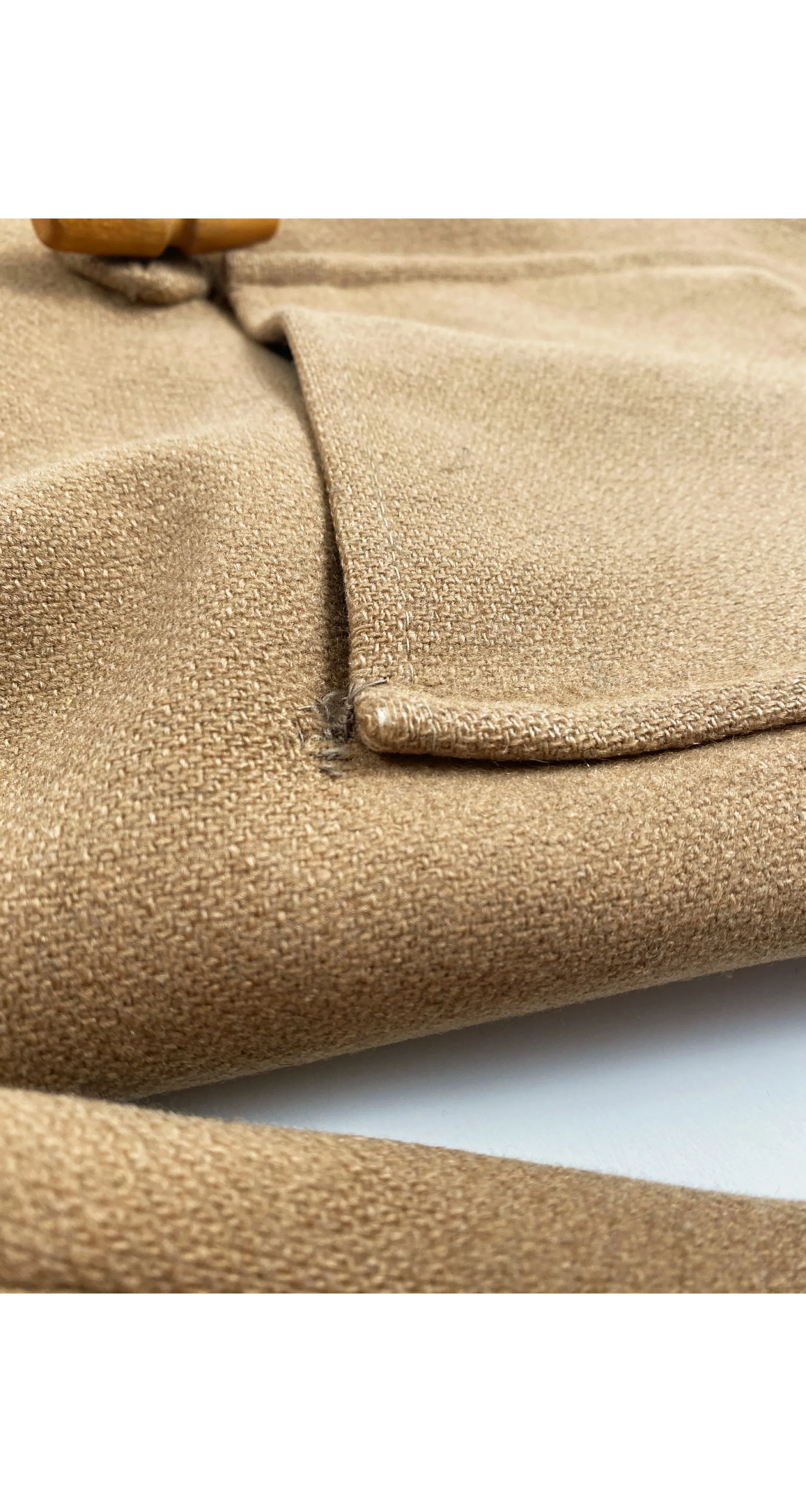 1970s Kids' Beige Wool Hooded Duffle Coat