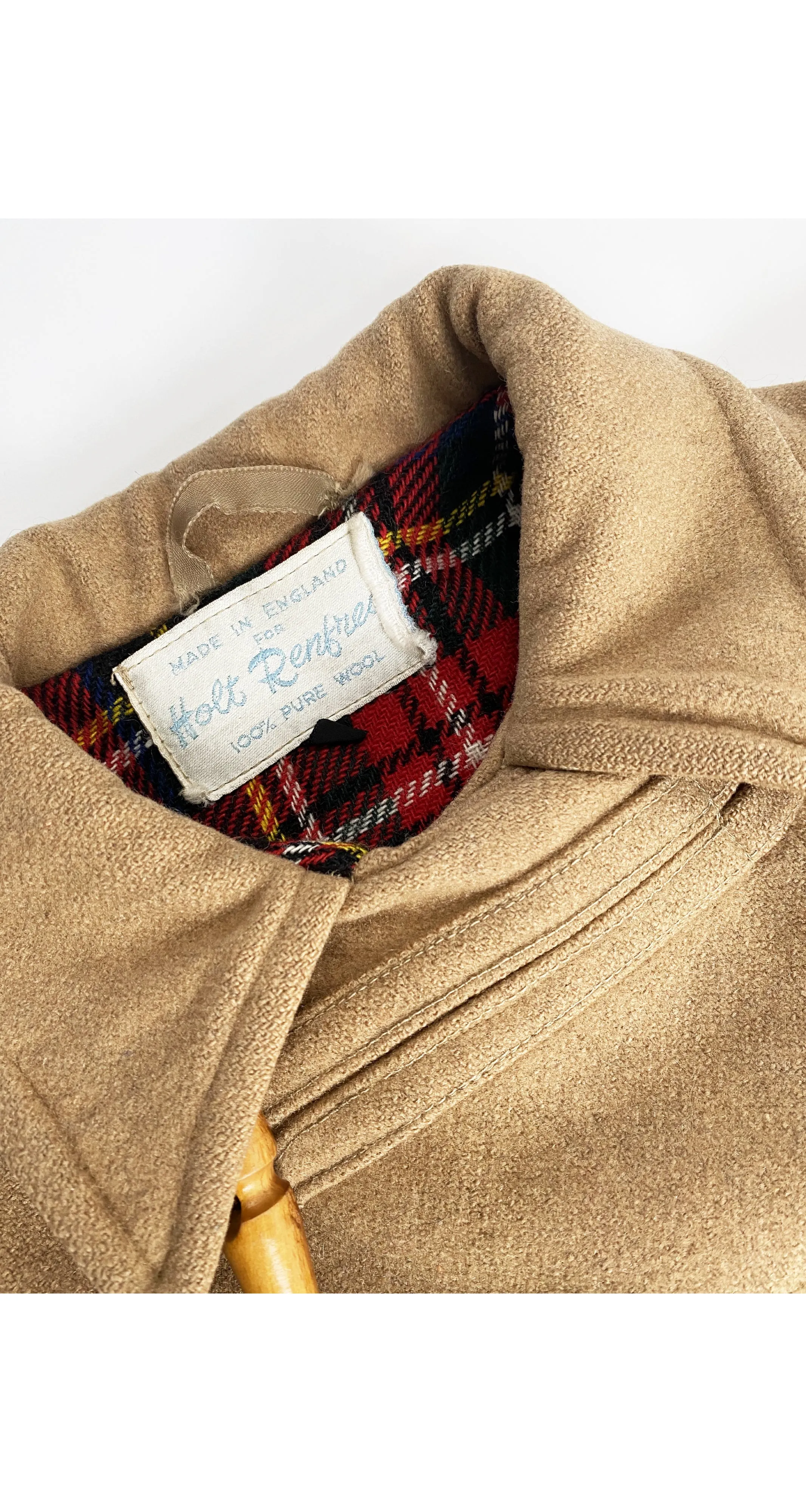 1970s Kids' Beige Wool Hooded Duffle Coat
