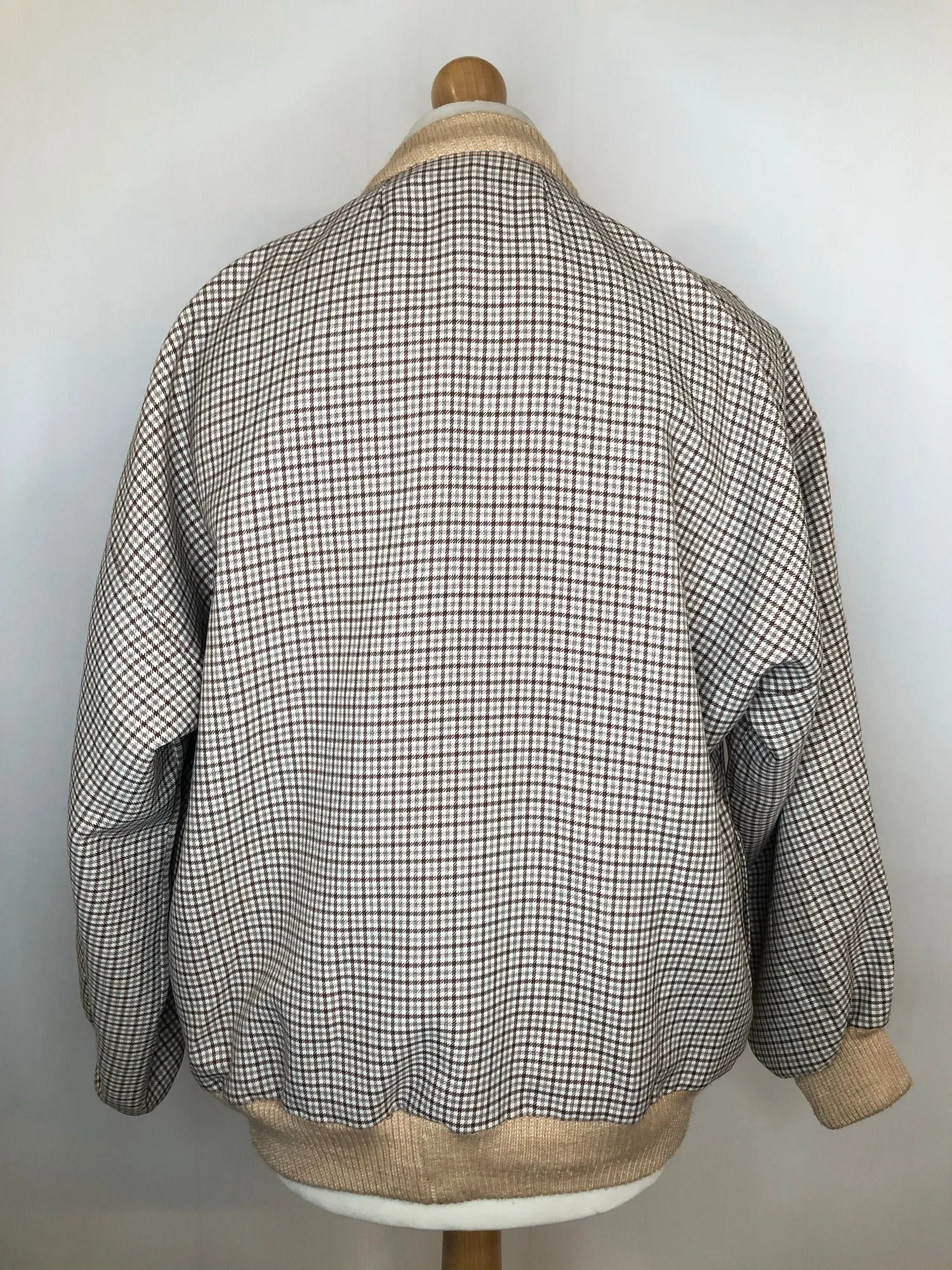 1970s Lightweight Check Chevron Bomber Jacket - Size L