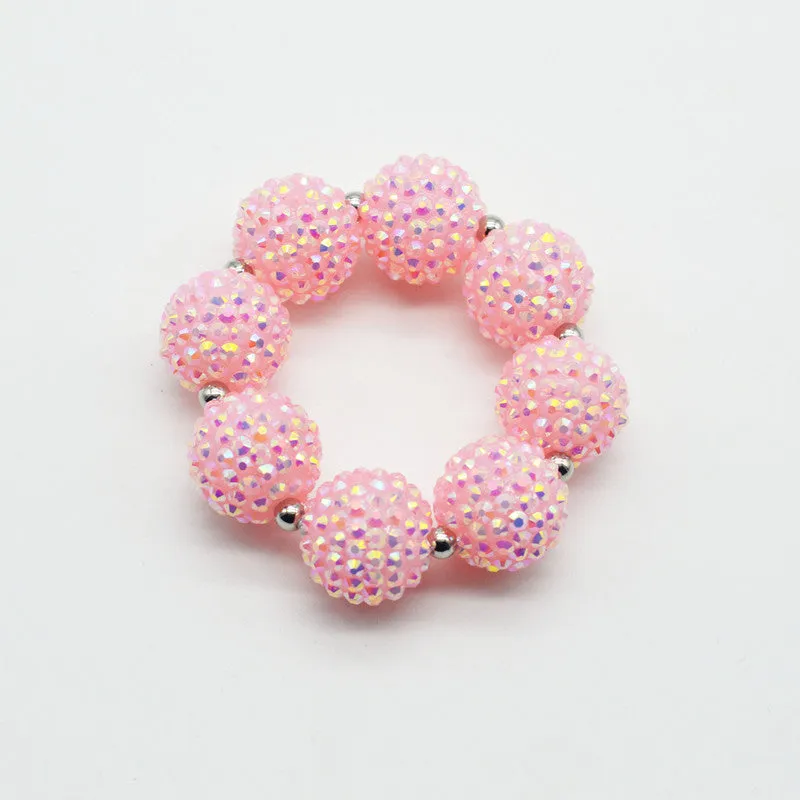 19cm Kids Pink Drill Bead Bracelet - Free Shipping to N.A.