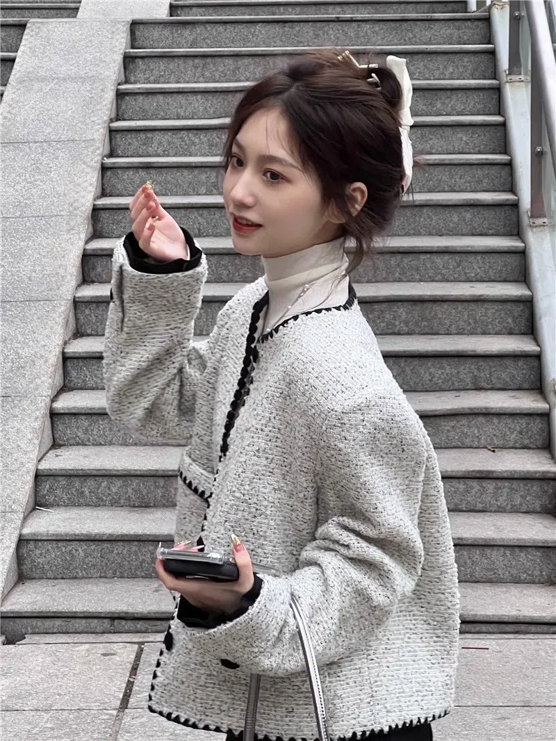 2025 Spring and Autumn Women's French-Inspired Short Fragrance Jacket  High-End Celebrity Temperament with Luxurious Appeal