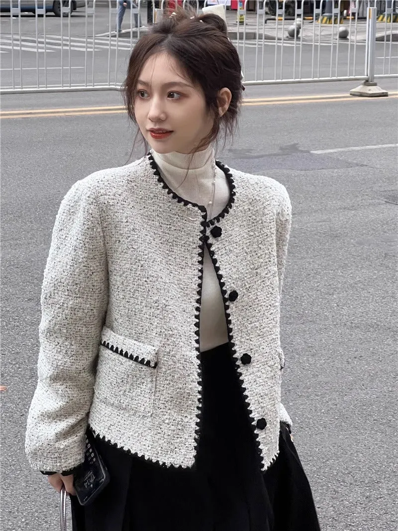 2025 Spring and Autumn Women's French-Inspired Short Fragrance Jacket  High-End Celebrity Temperament with Luxurious Appeal