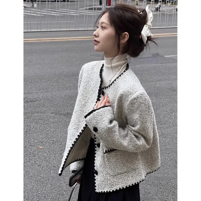 2025 Spring and Autumn Women's French-Inspired Short Fragrance Jacket  High-End Celebrity Temperament with Luxurious Appeal