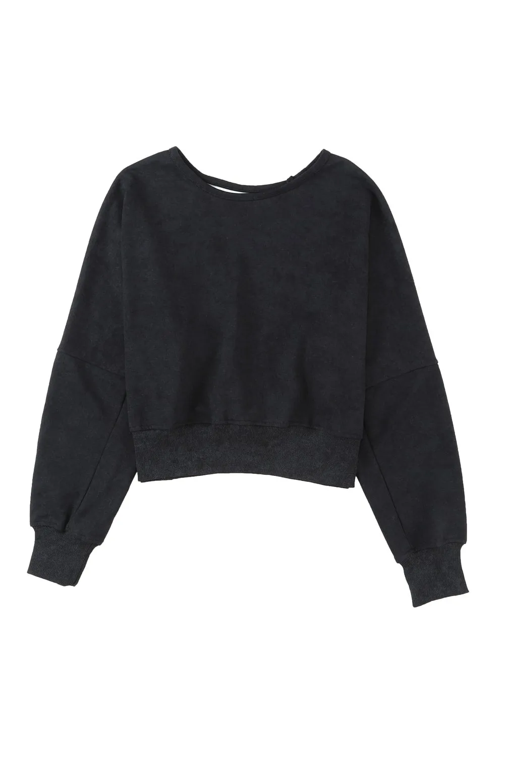 Acid Wash Open Back Sweatshirt
