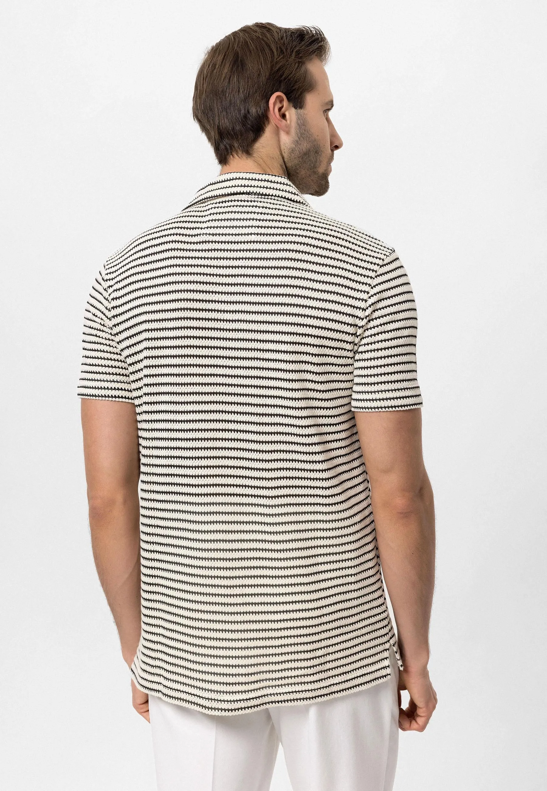 ANT Knitted Striped Short Sleeve Men's Shirt - Colmar