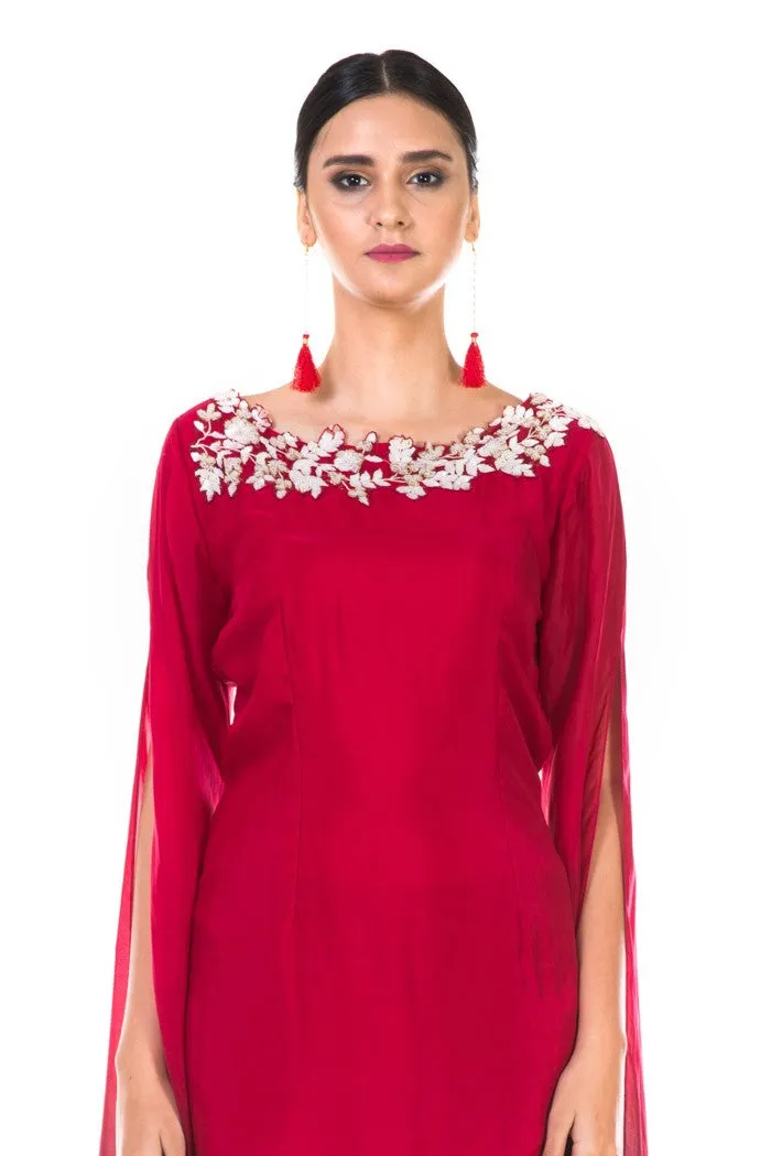 Anushree Agarwal Red and Wine Tunic with Dhoti Pants