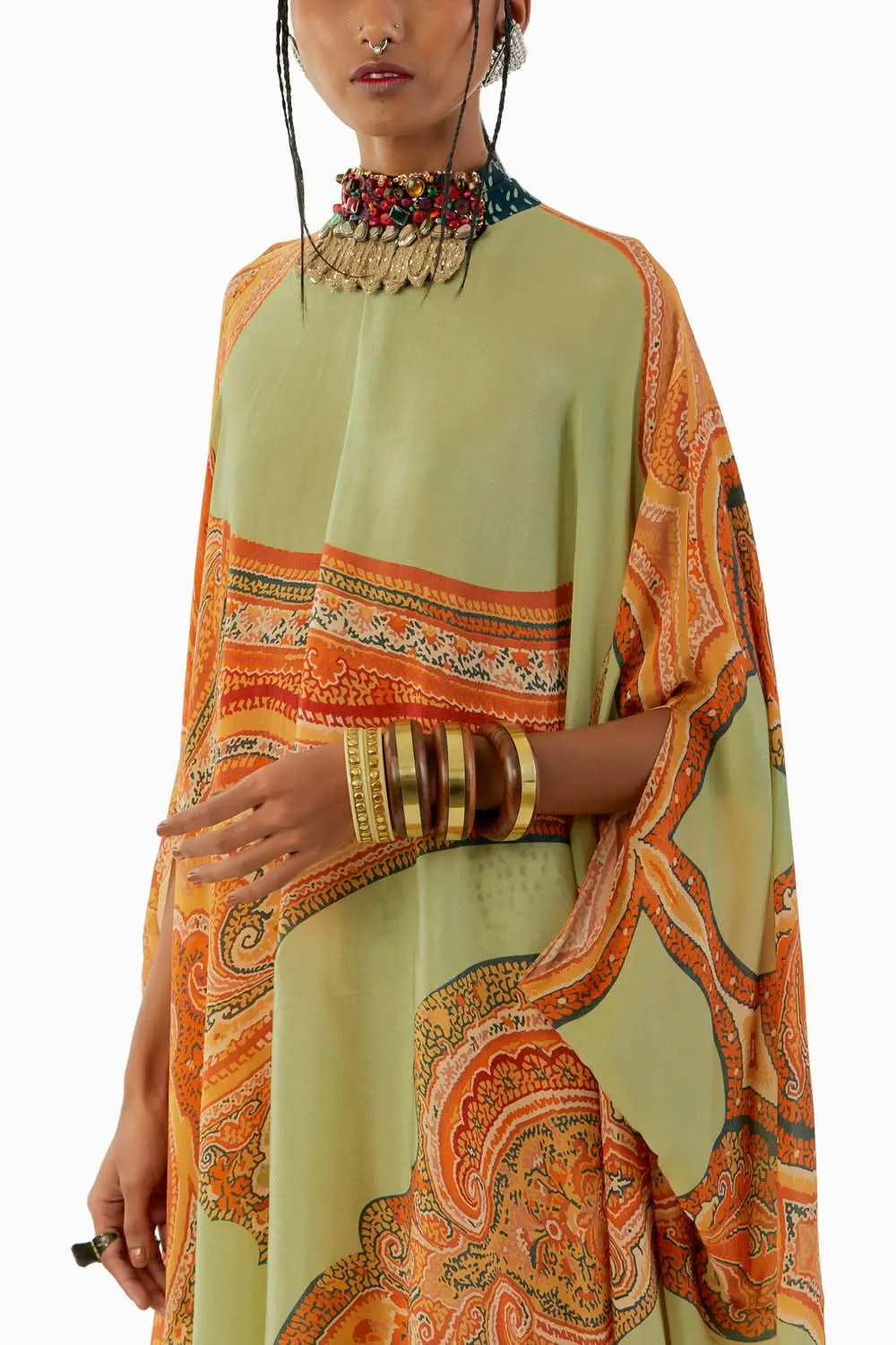 Ash Green Ritu Kaftan Tunic and Trouser Set
