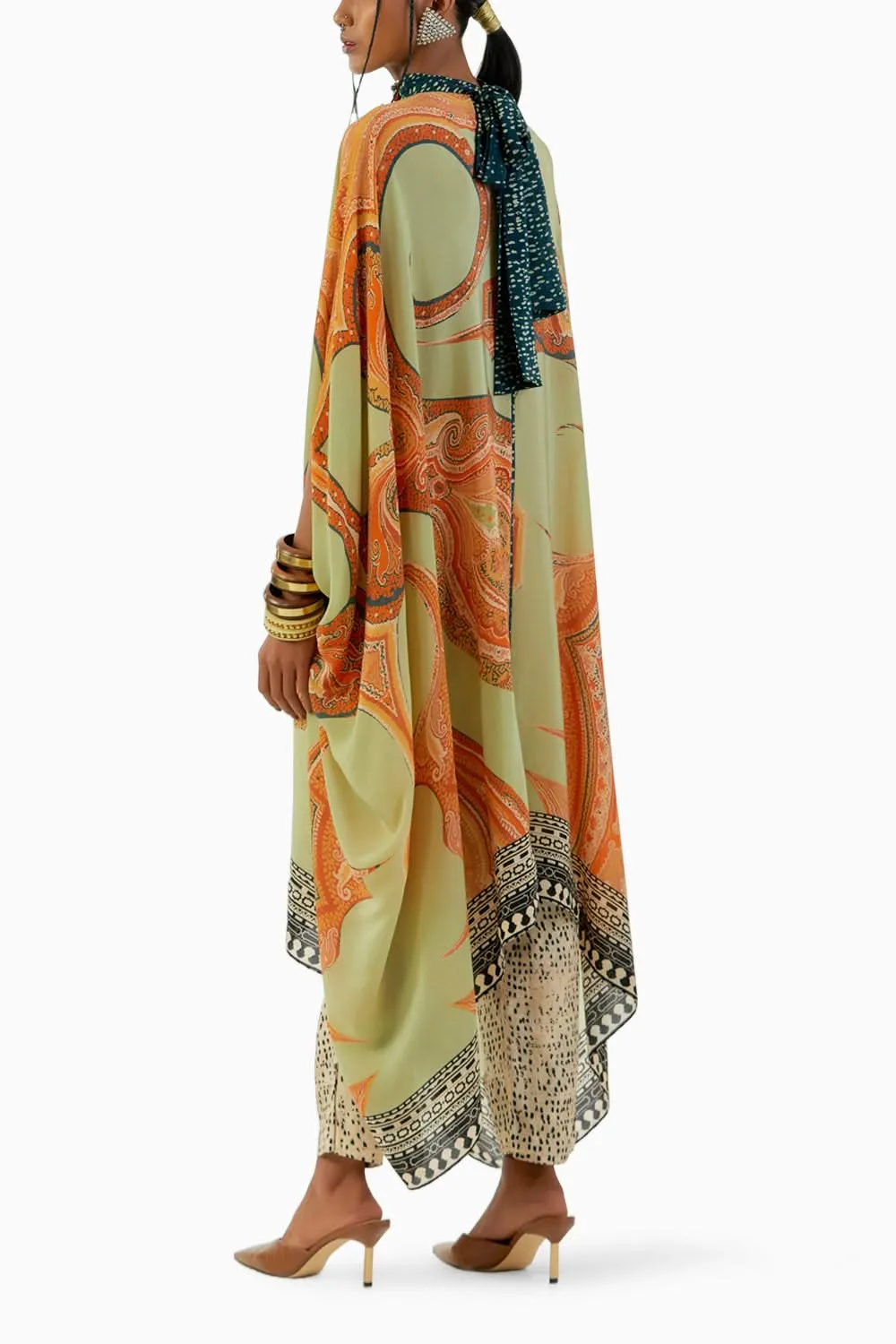 Ash Green Ritu Kaftan Tunic and Trouser Set