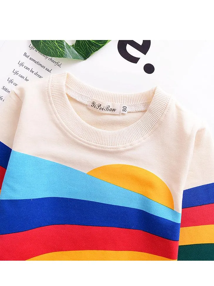 Baby Little Girls Rainbow Print Long Sleeve T-shirt