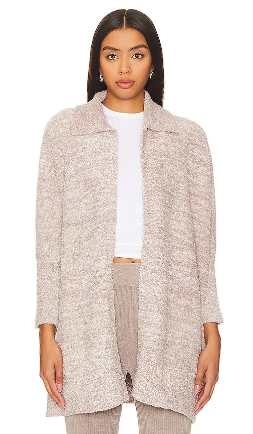 Barefoot Dreams CozyChic Collared Poncho In Almond & Deep Taupe in Taupe
