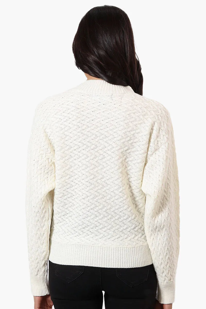 Beechers Brook Cable Knit Mock Neck Pullover Sweater - Cream