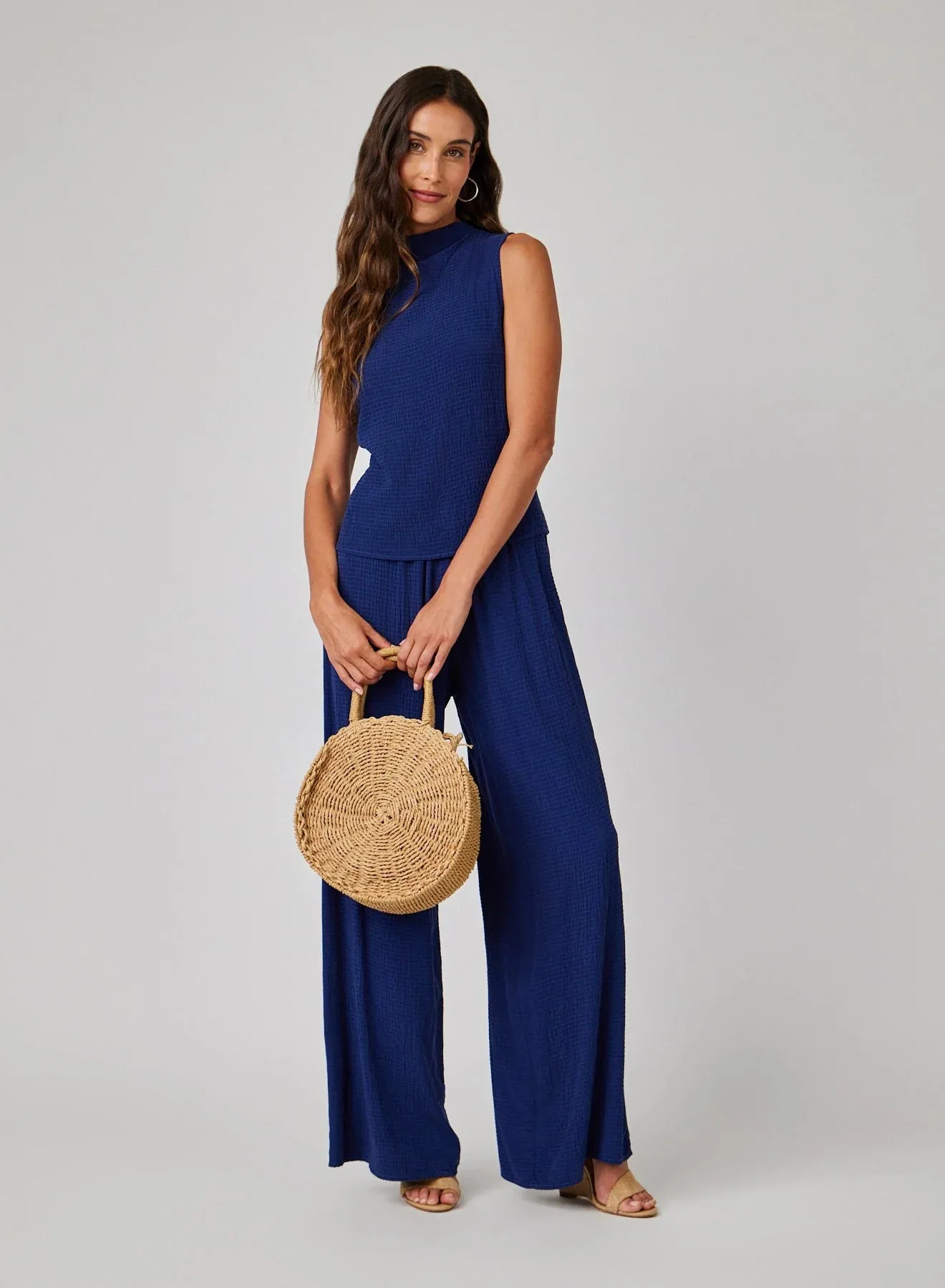 BEL Mock Neck Top in Navy Coast