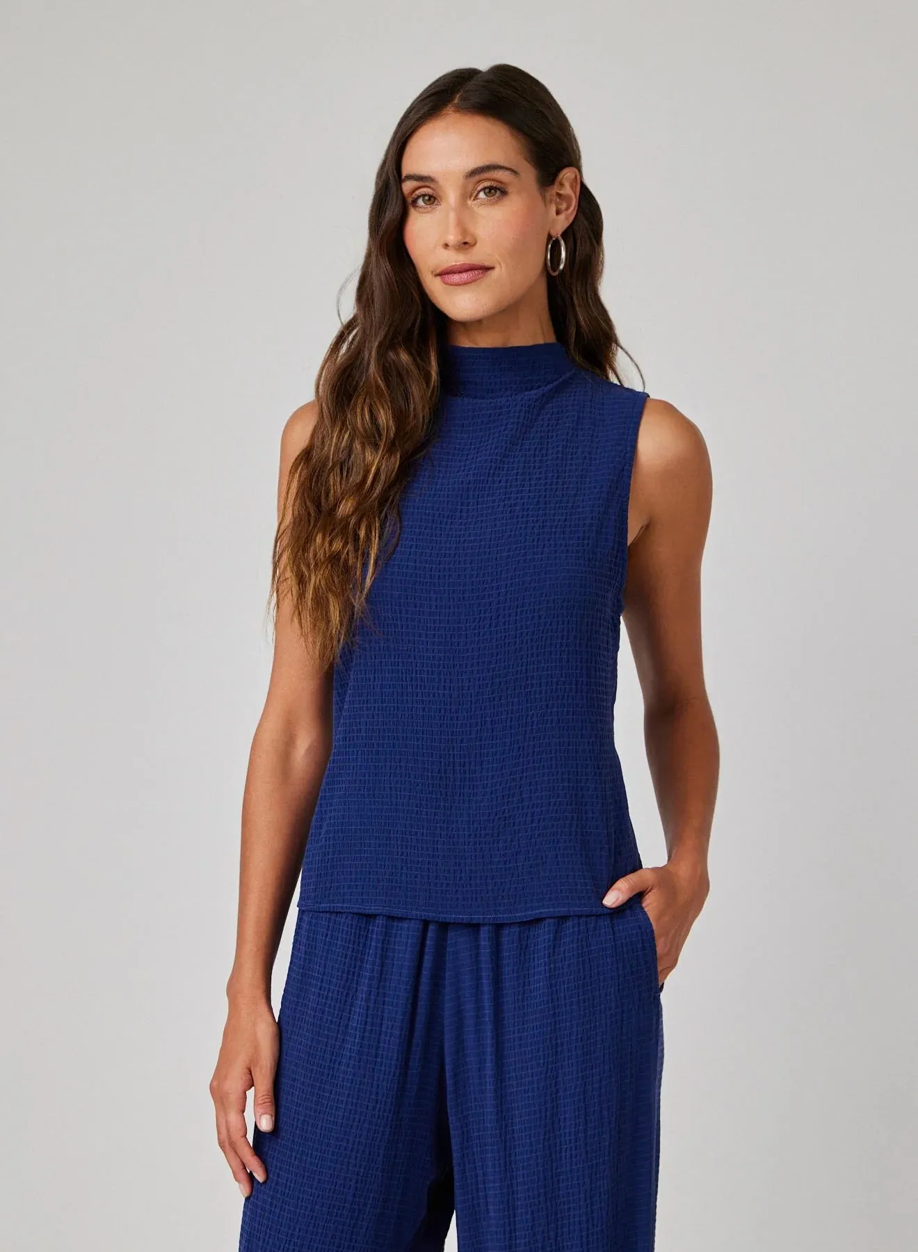 BEL Mock Neck Top in Navy Coast
