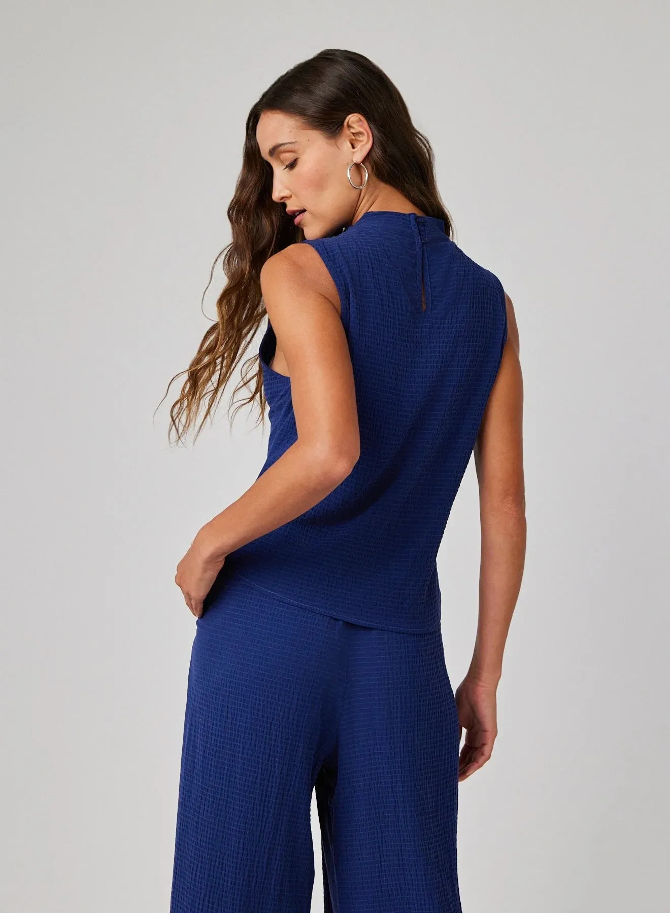 BEL Mock Neck Top in Navy Coast