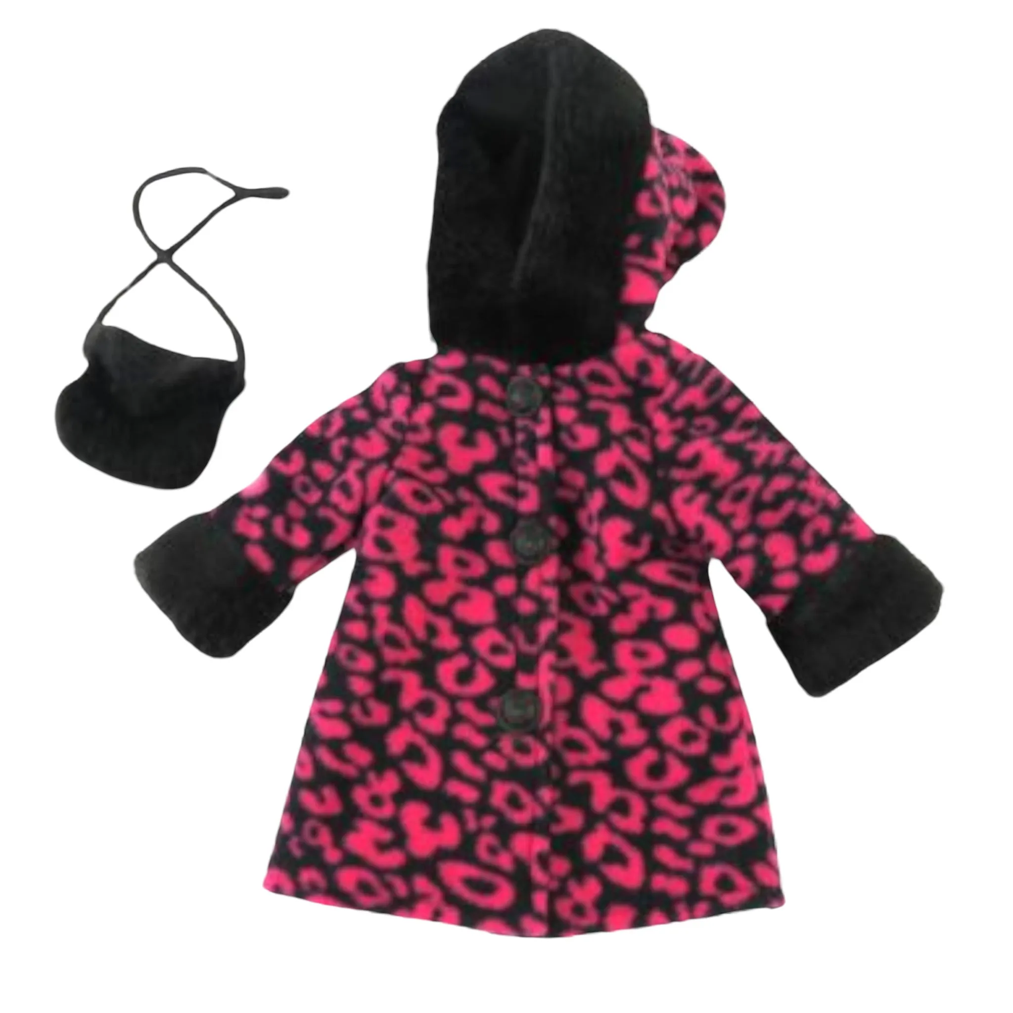 Black and Magenta Leopard Hooded for 18-inch dolls