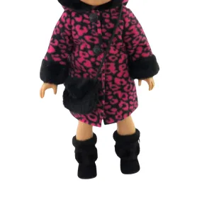 Black and Magenta Leopard Hooded for 18-inch dolls
