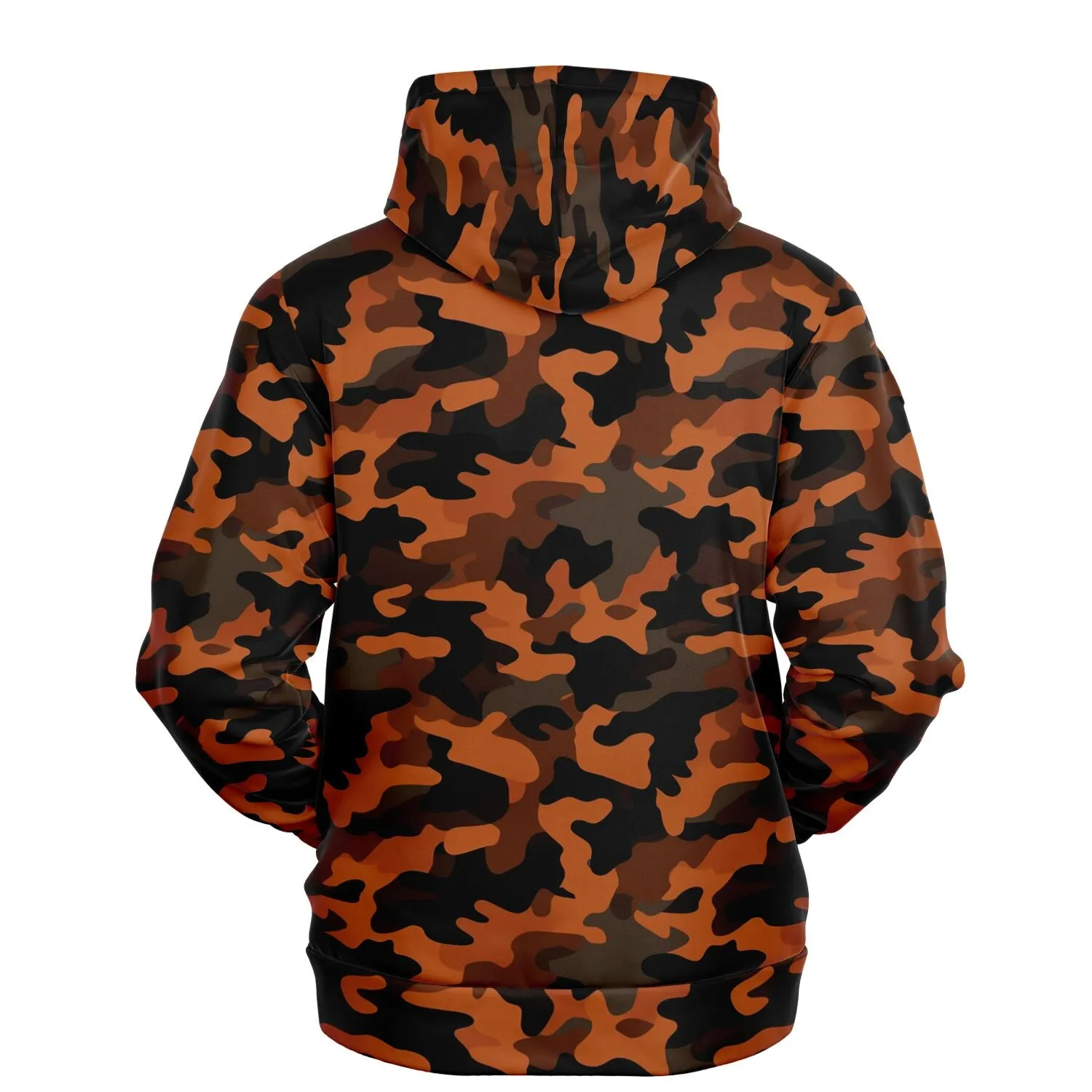 Black and Orange Camo Hoodie, Camouflage Pullover Men Women Adult Aesthetic Graphic Cotton Hooded Sweatshirt with Pockets