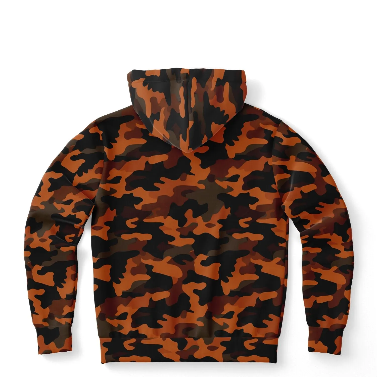 Black and Orange Camo Hoodie, Camouflage Pullover Men Women Adult Aesthetic Graphic Cotton Hooded Sweatshirt with Pockets