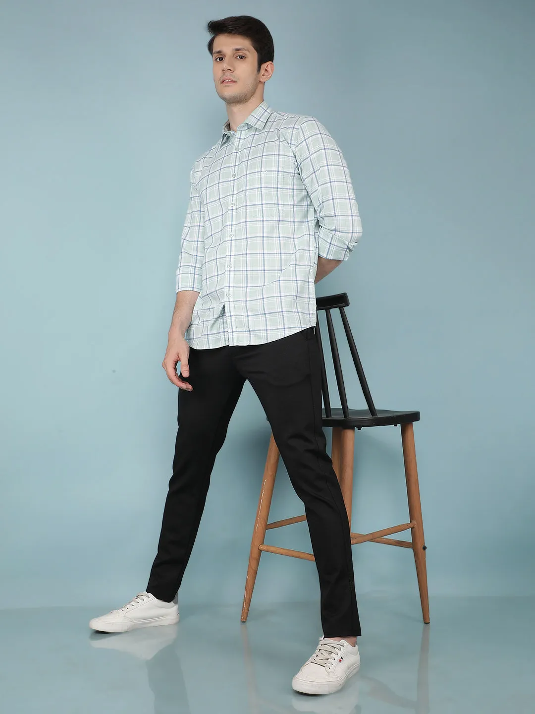 Black Jacquard Chinos Trousers