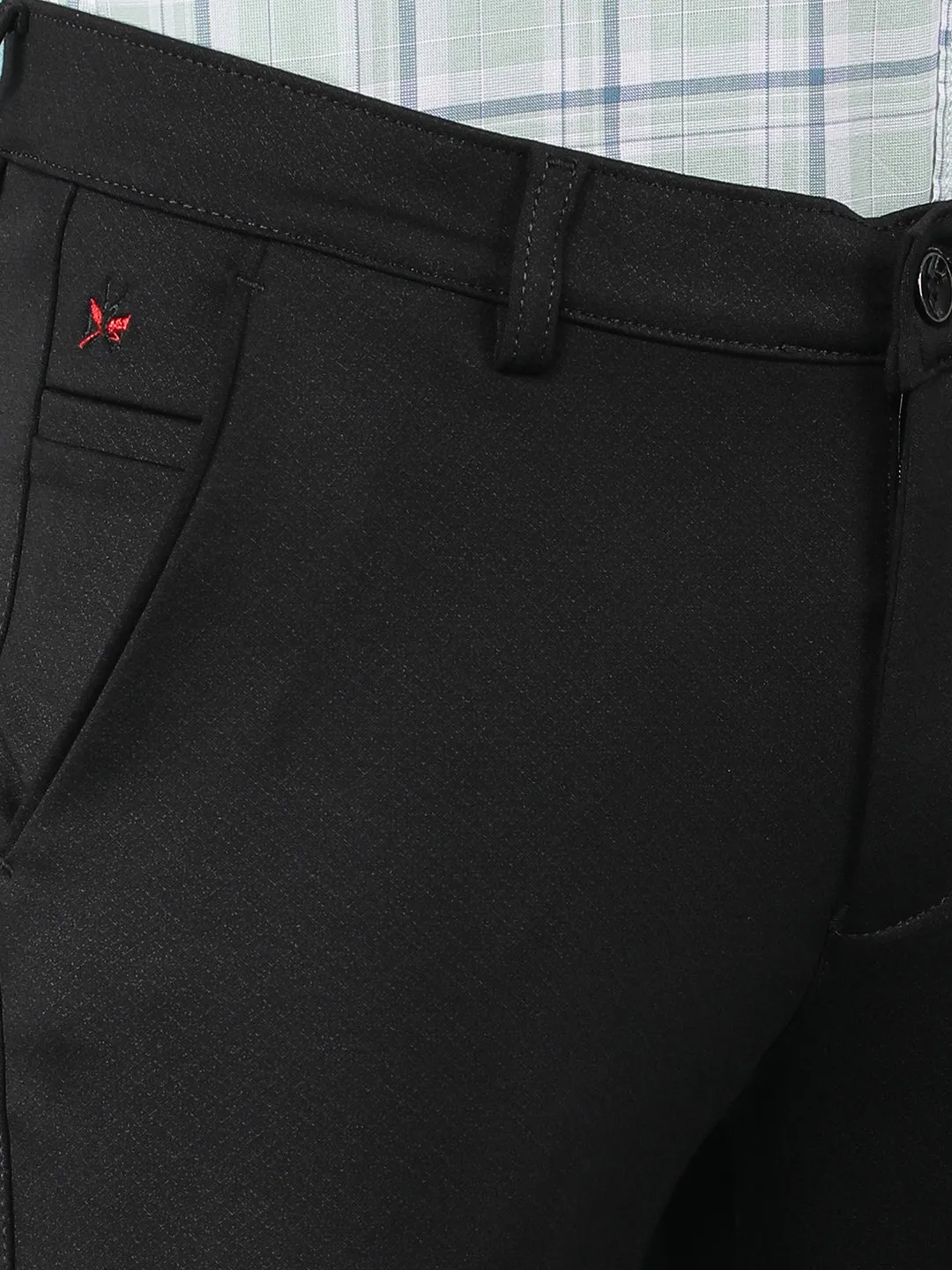 Black Jacquard Chinos Trousers