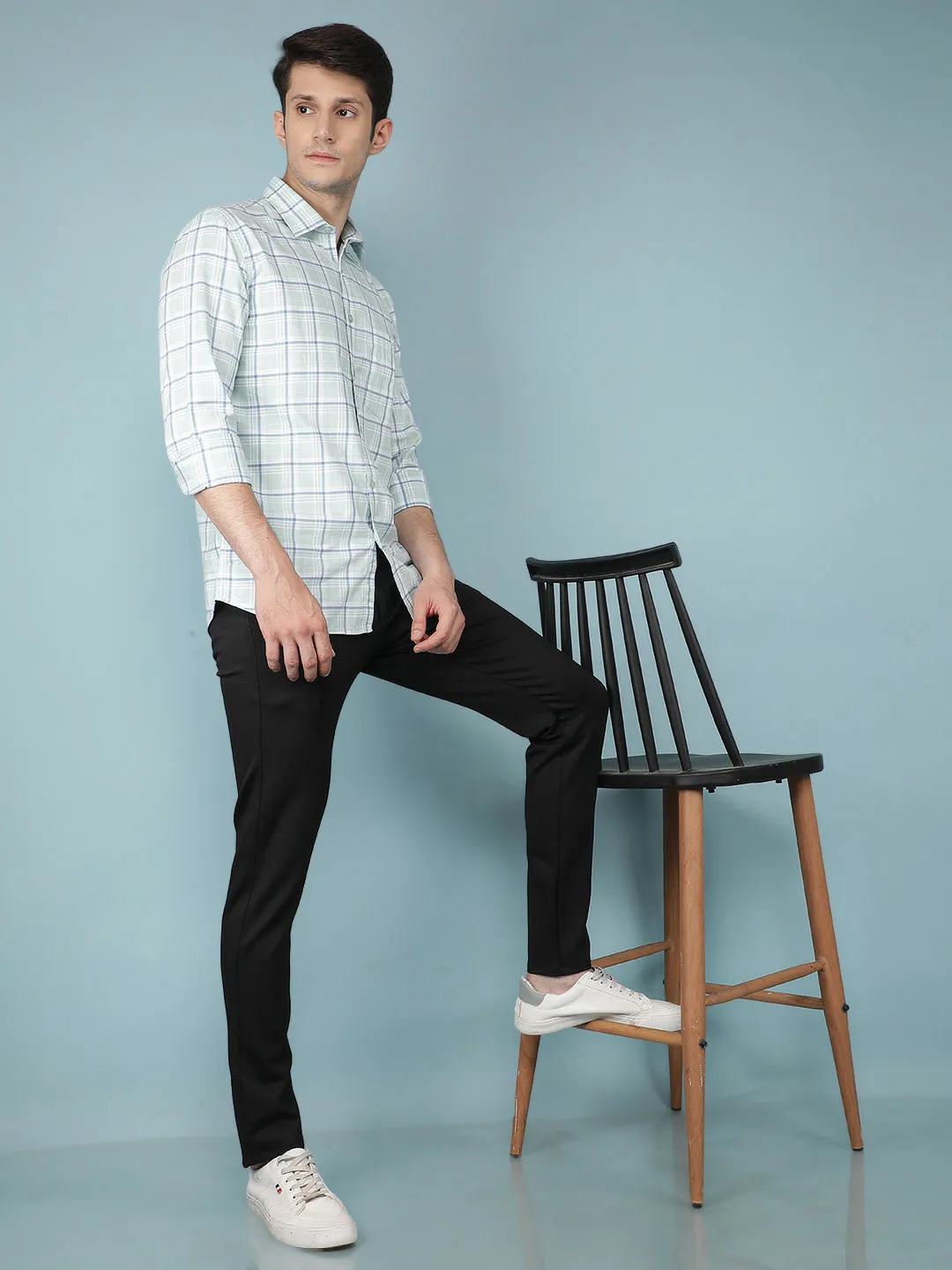 Black Jacquard Chinos Trousers