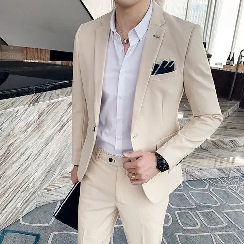 Blazer   Hosen Herrenmode Boutique Plaid Casual Business Anzug Bräutigam Hochzeit Kleid Smoking Männlichen Formalen Anzug