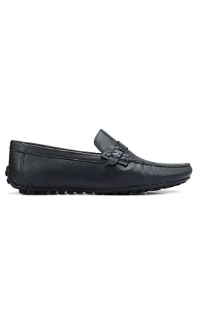 Blue Moccasins With Leather Panel