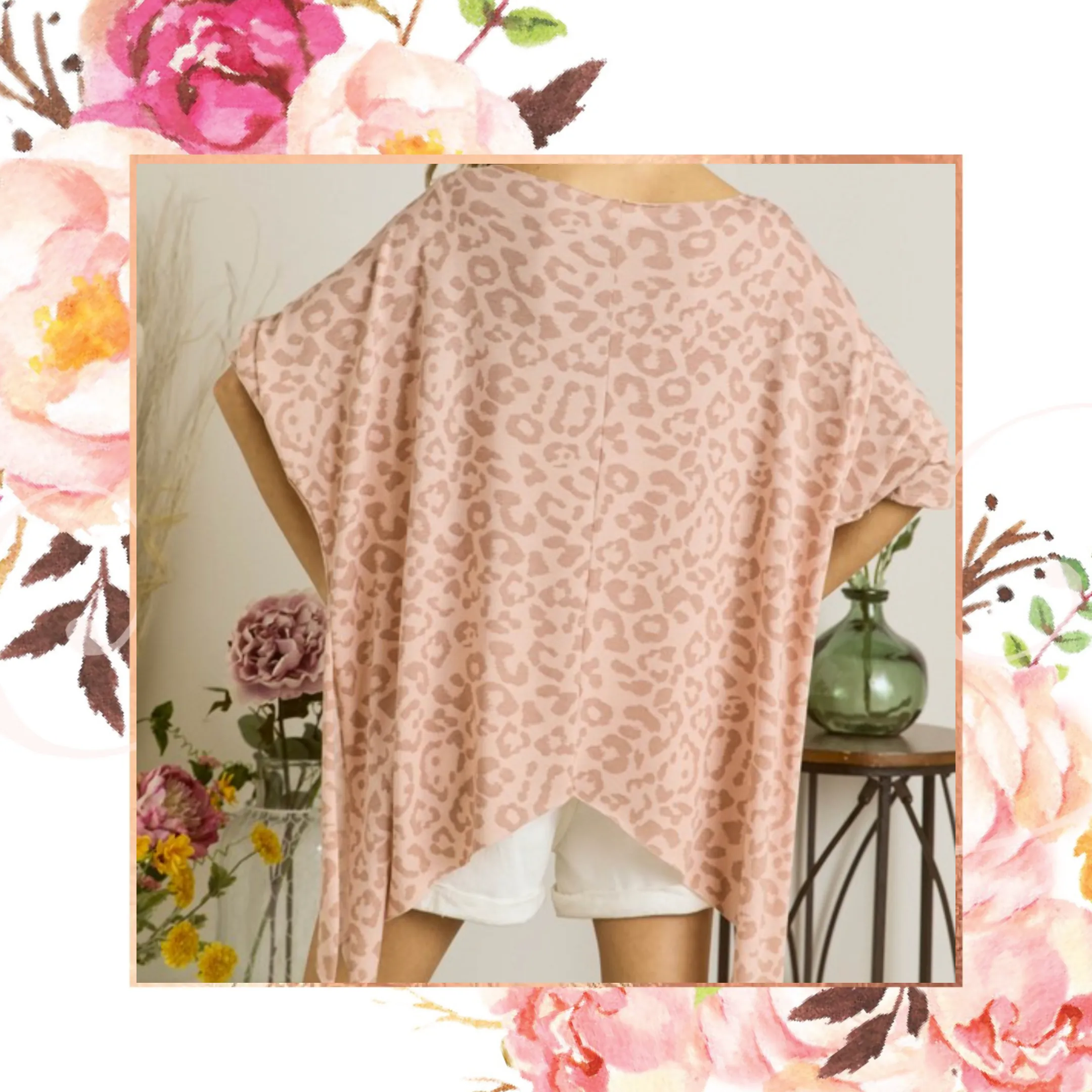 Blush Leopard Poncho Top
