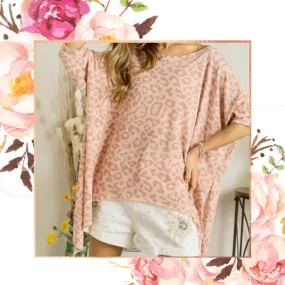 Blush Leopard Poncho Top