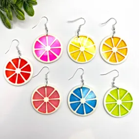 Bold Citrus Fruit Acrylic Food Earrings