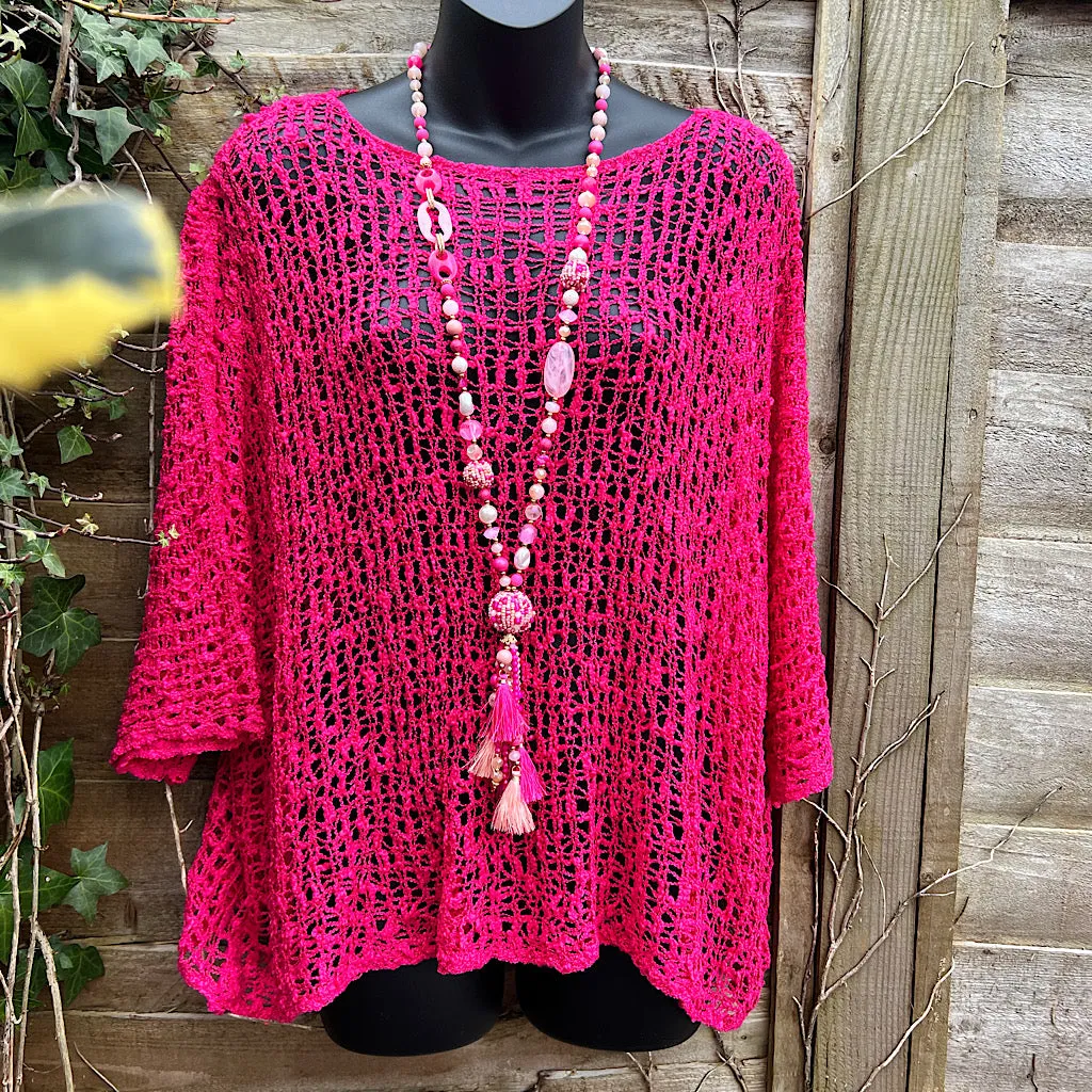 Breezy Fuchsia Bohemian Popcorn Cover Up