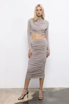 BSL Women Draped Midi Pencil Skirt - Collegno