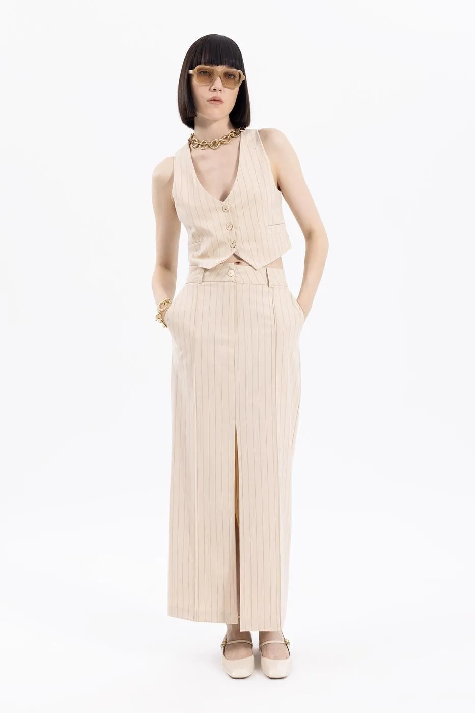 BSL Women Maxi Pencil Skirt with Slit  - Matosinhos