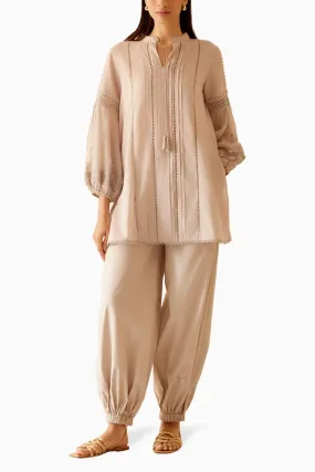 Cecile Beige Tunic And Pant