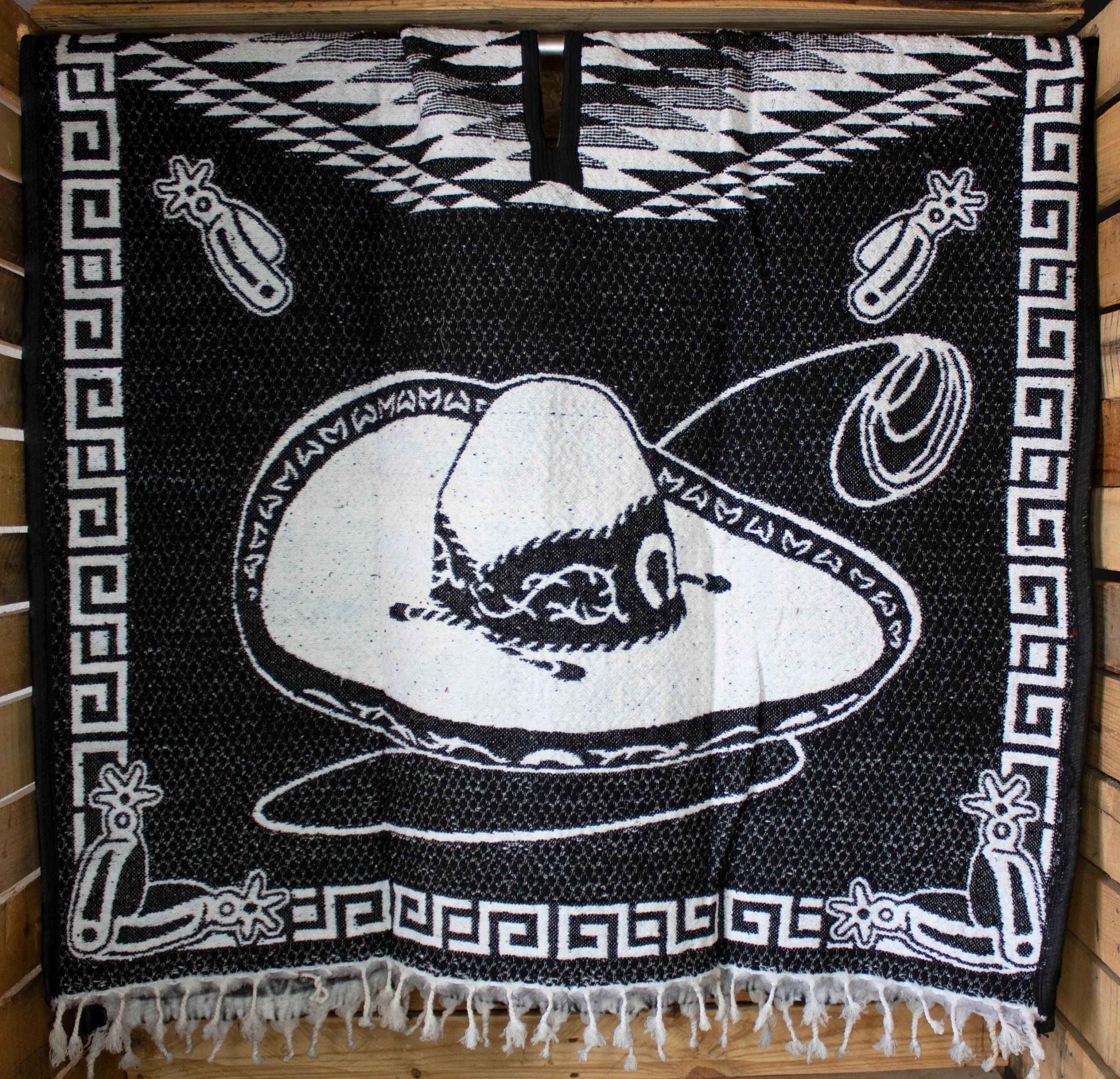CHARRO Western 2 sided cowboy horse caballo Mexican reversible PONCHO ZARAPE Gaban