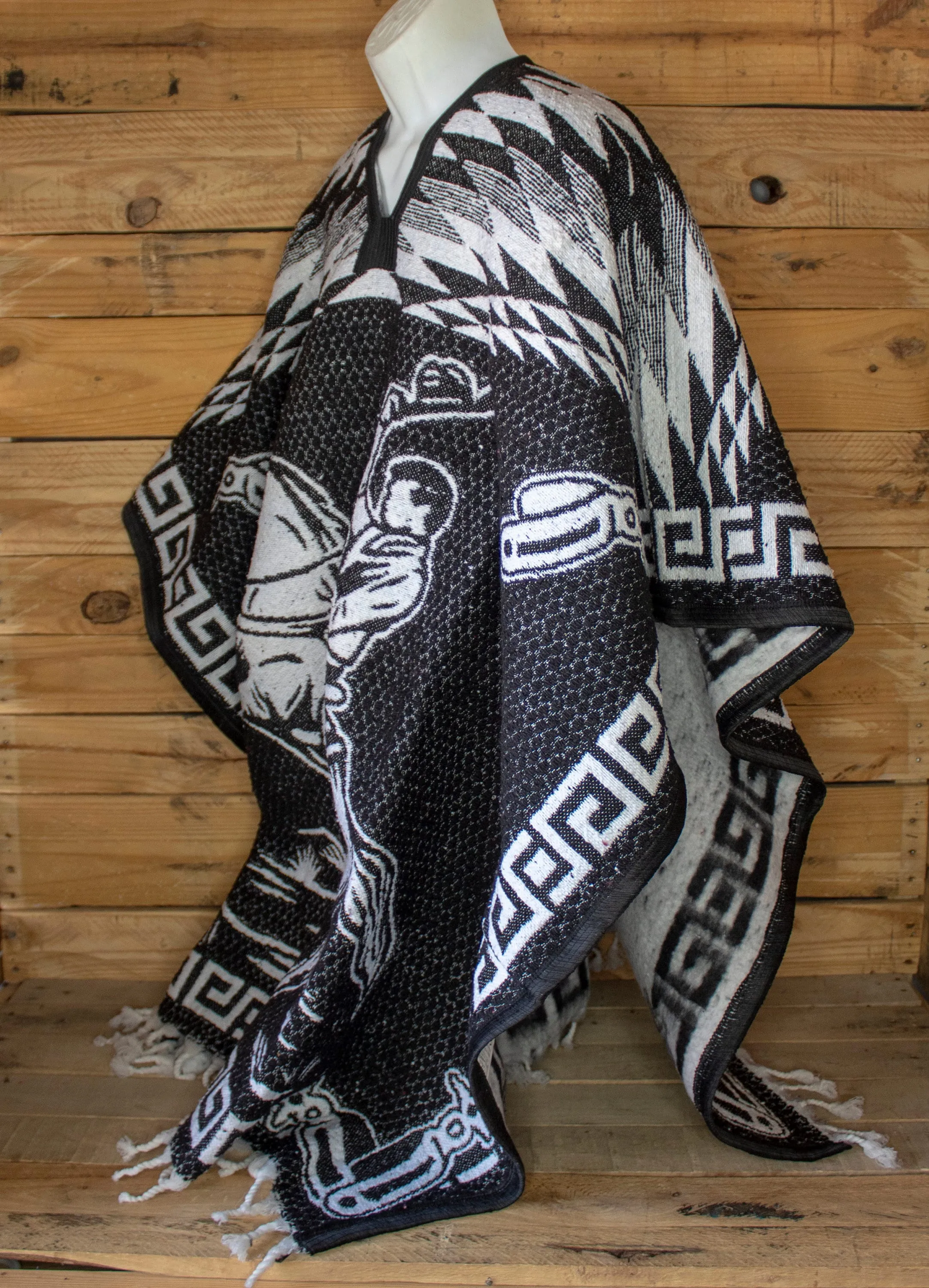CHARRO Western 2 sided cowboy horse caballo Mexican reversible PONCHO ZARAPE Gaban