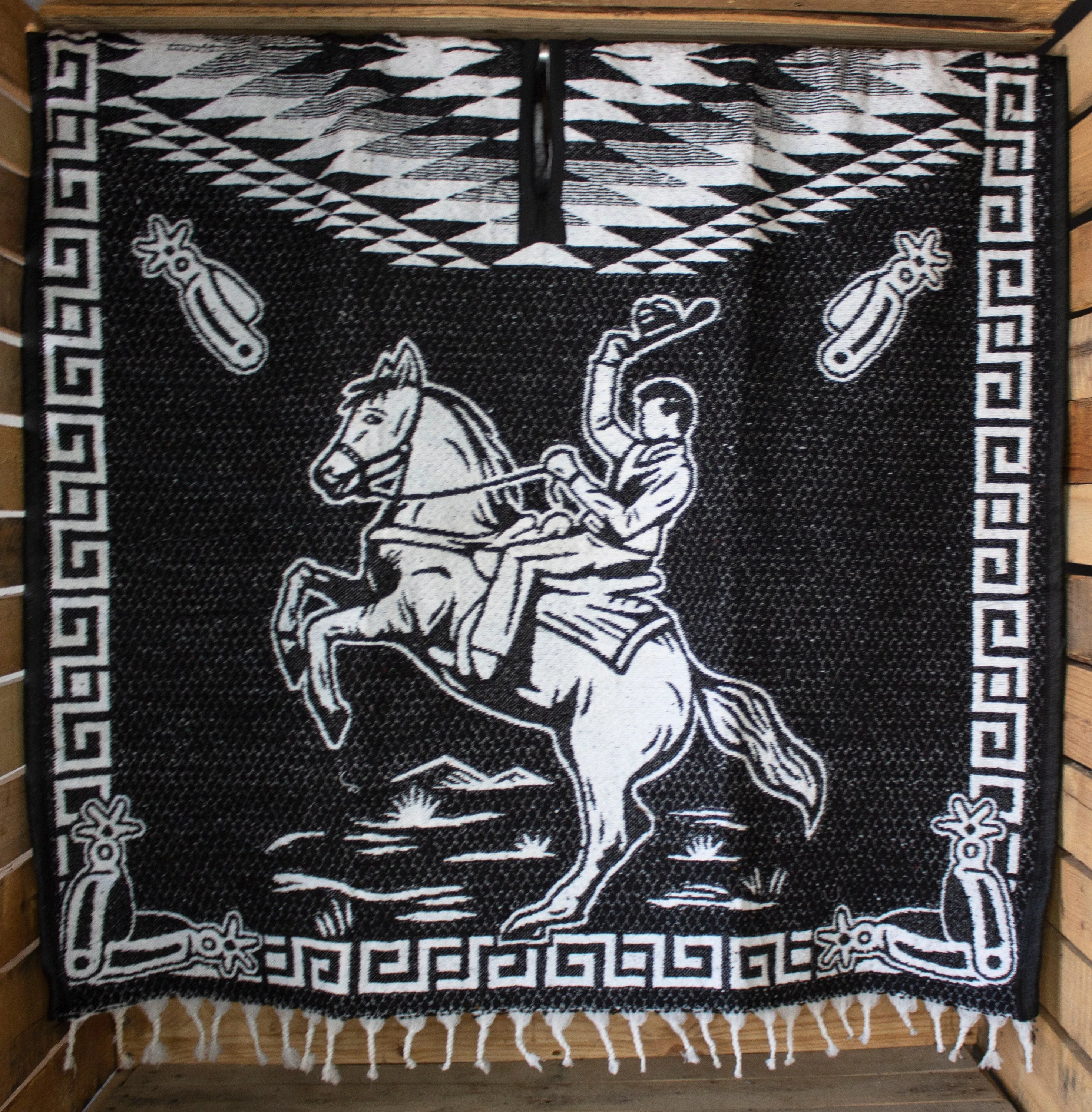 CHARRO Western 2 sided cowboy horse caballo Mexican reversible PONCHO ZARAPE Gaban