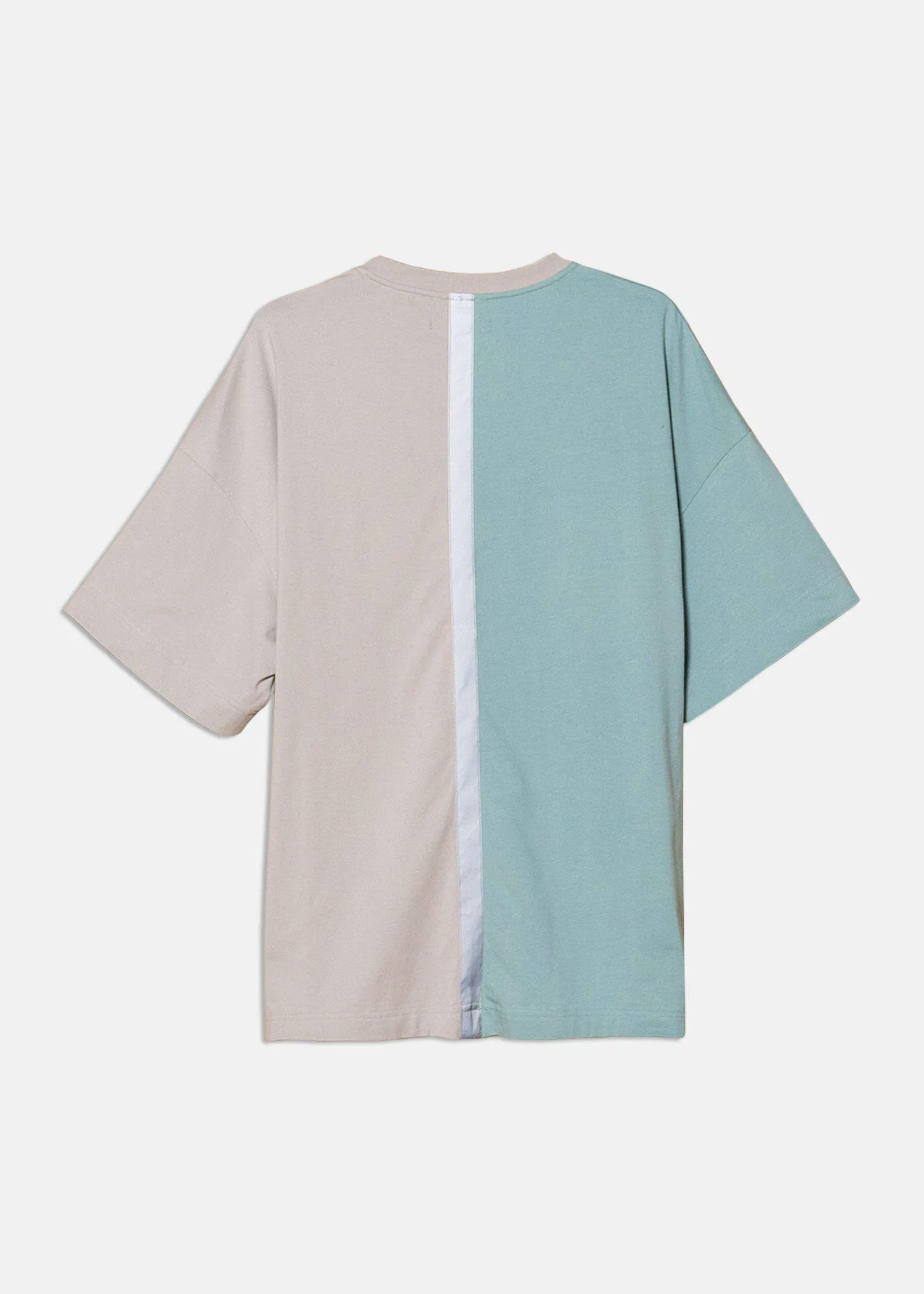 Color Blocked Oversize Tee with Reflective Tape in Teal