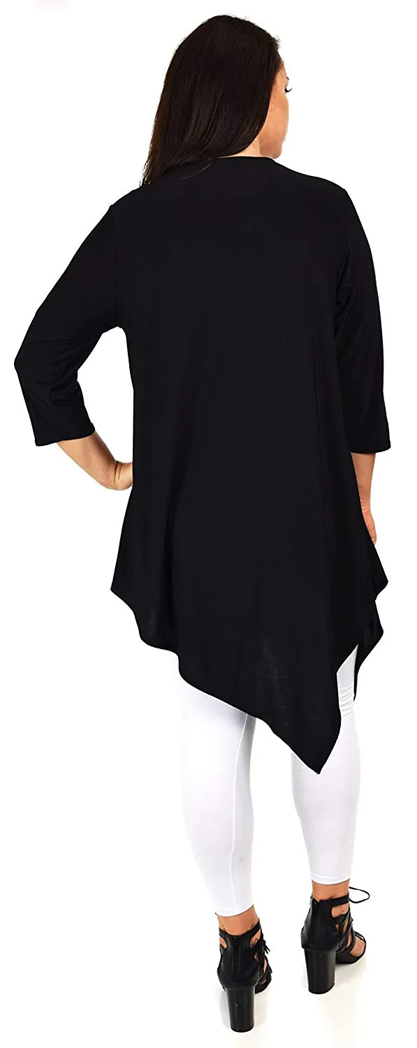 Dare2bStylish Women Plus Size Ruffled Frill Collar Asymmetrical Tunic Top Blouse Shirt