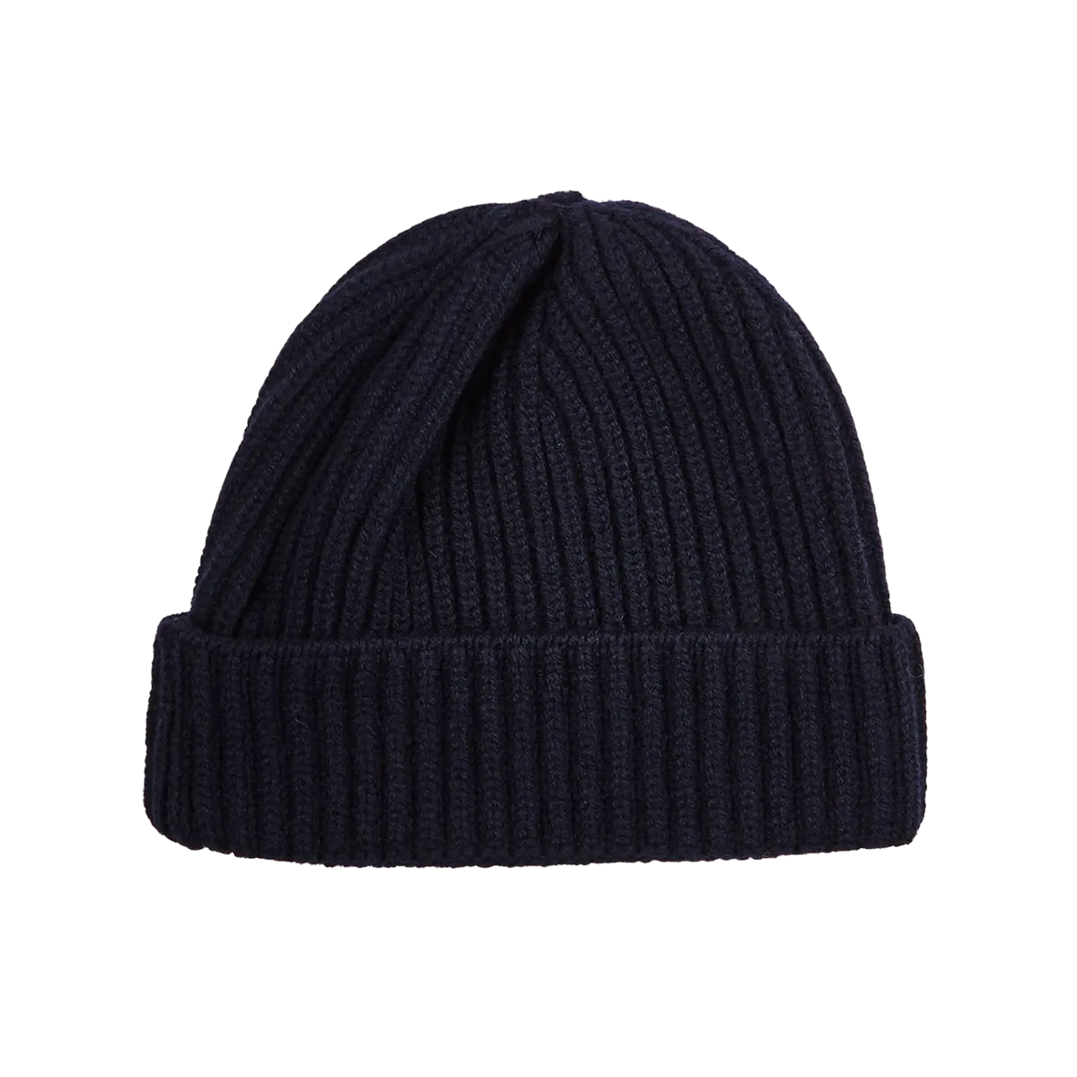 Dark Navy Geelong Lambswool Ribbed Beanie